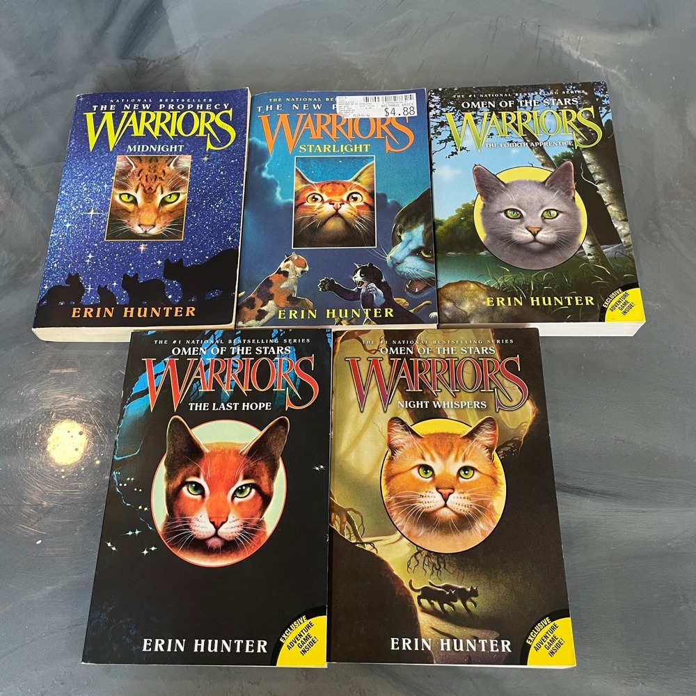 Warrior Cat Erin Hunter Book Lot 5 Paperbacks New Prophecy Omen of the Stars